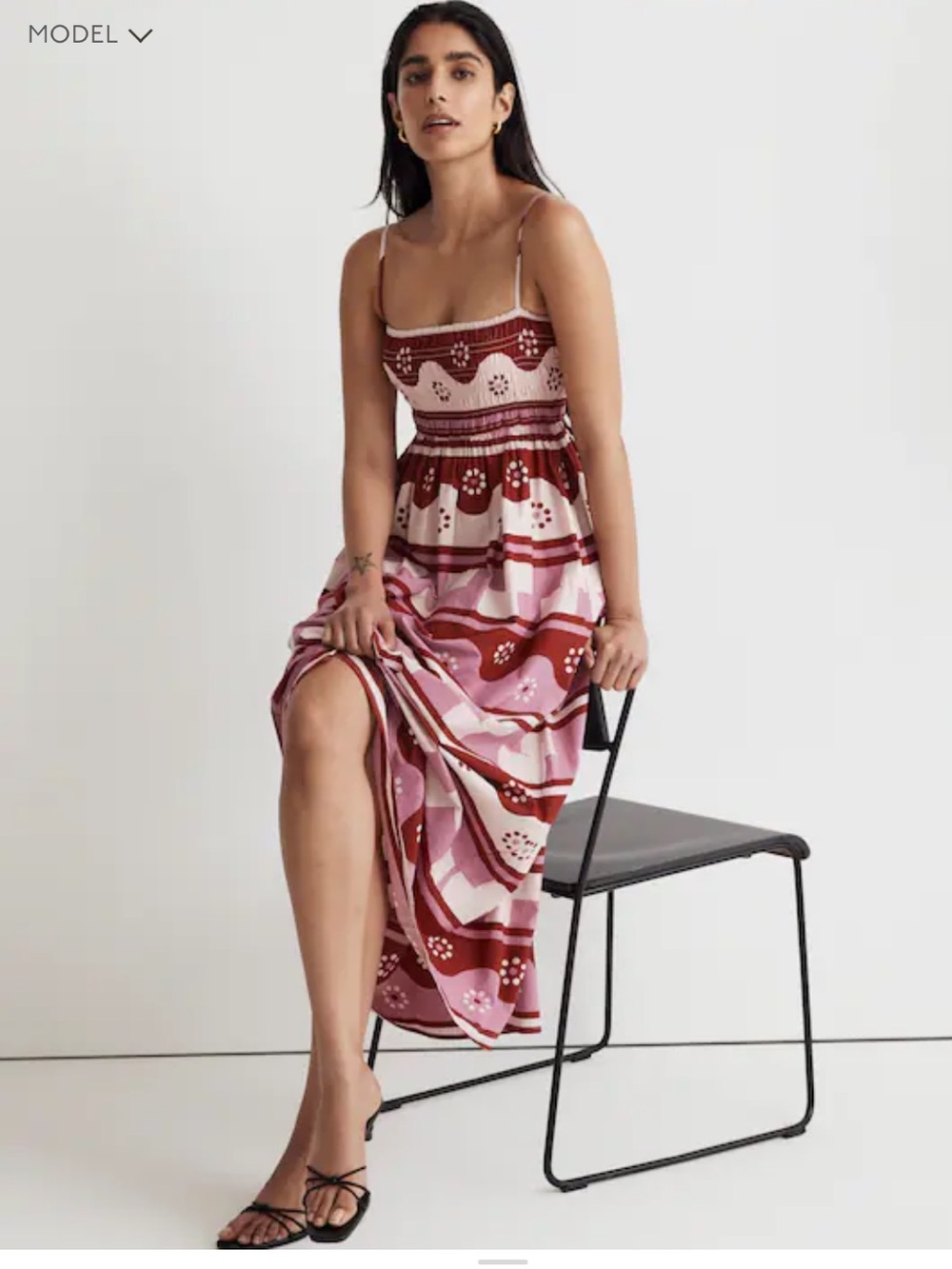 Madewell Theo Sleeveless Midi Dress in Geodaisy Batik Small